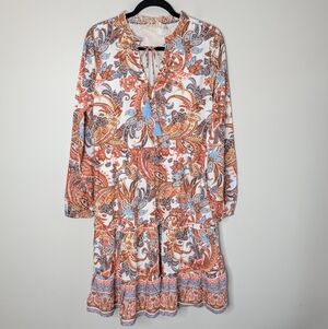 Soft Surroundings Paisley & Floral Tiered Long Sleeve Dress